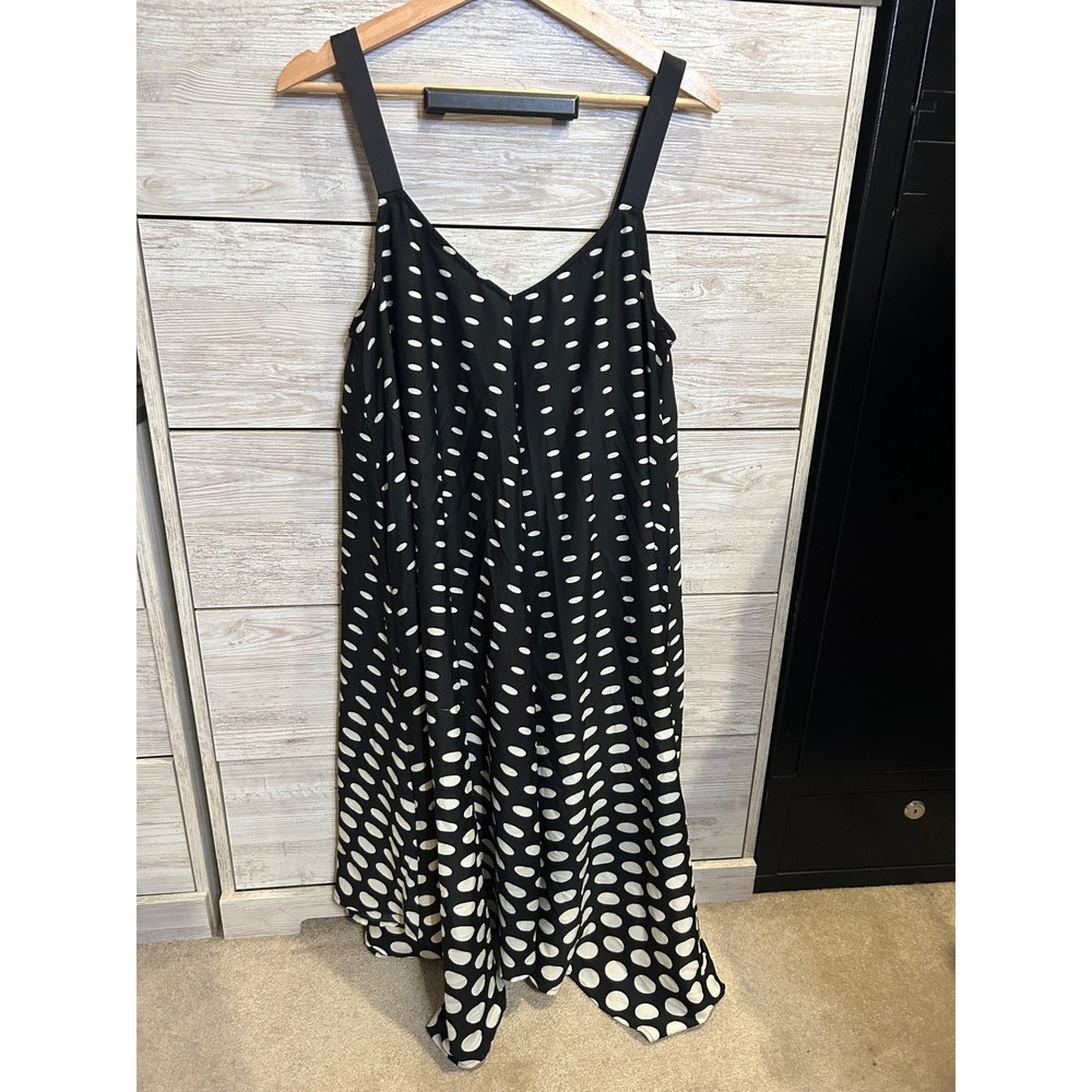 Jessica Simpson Maternity Polka Dot Midi Dress Black White Sleeveless Large